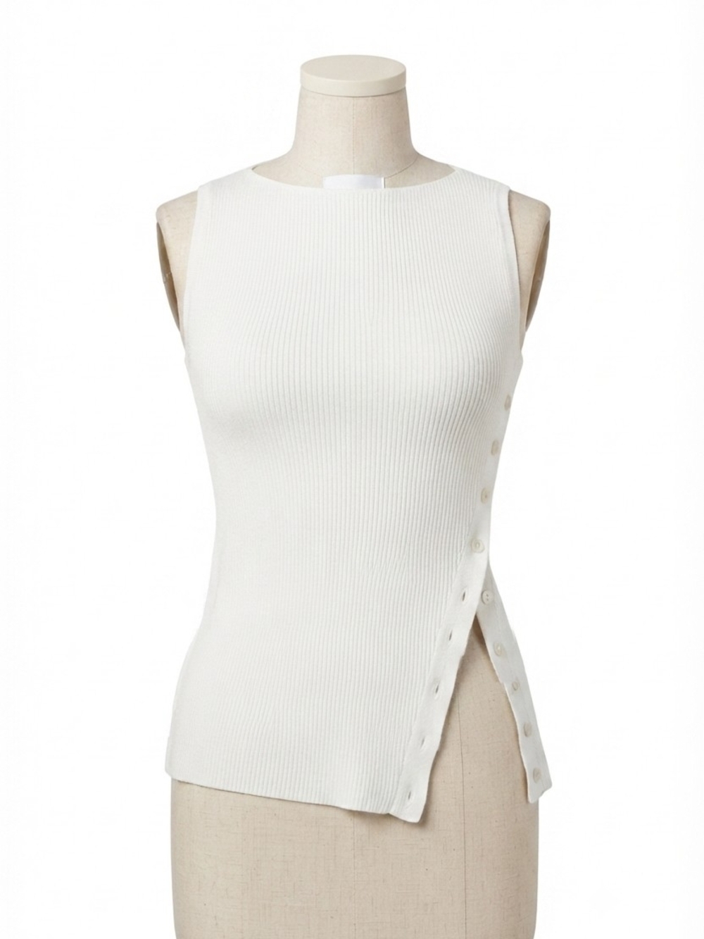 NWOT Cream Ribbed Side-Button Sweater Tank Top  (0181)